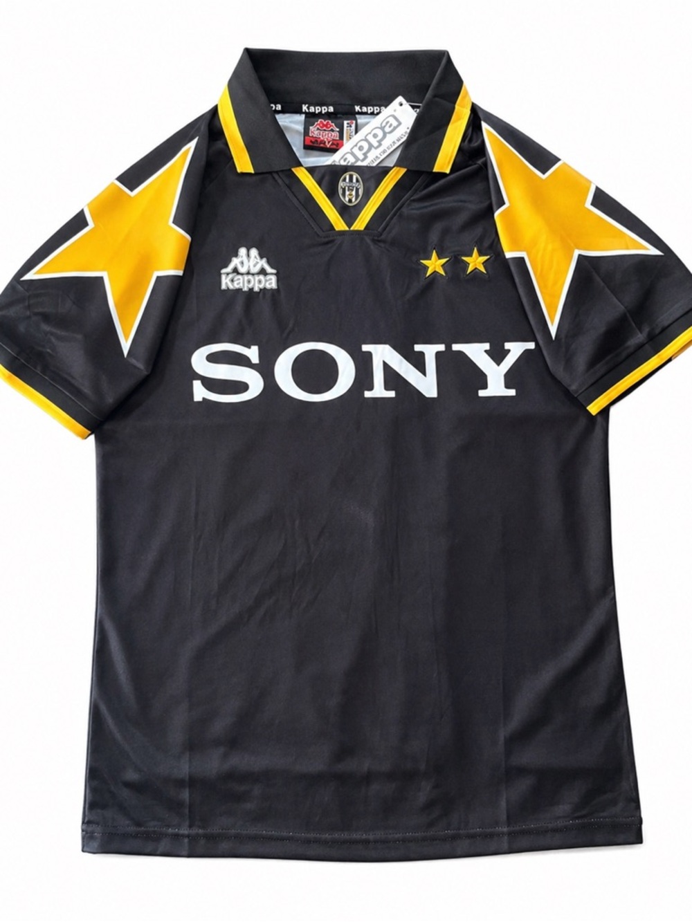 Juventus Retro Black Soccer Jersey Yellow Star 90s Alternate Kit